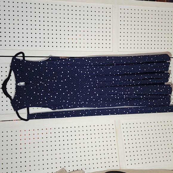 Lauren Ralph Lauren Size 10 Midi Swing Dress Navy Blue Stars Pattern Sleeveless - Picture 8 of 8